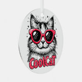 Cool Cat 1 Ornament Aus Metall (Vorderseite Rechts)