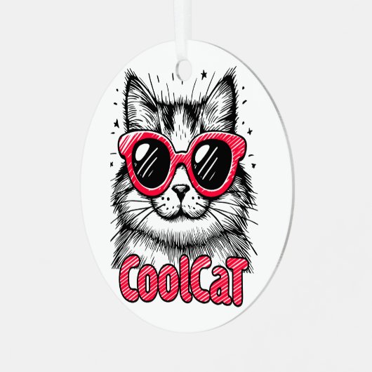 Cool Cat 1 Ornament Aus Metall (Vorderseite links)