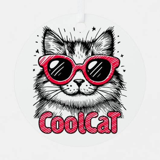Cool Cat 1 Ornament Aus Metall (Vorderseite)