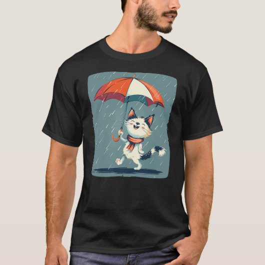 Cool Cat and Umbrella for a Unique Statement T-Shirt (Vorderseite)
