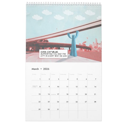 Cool Cat Blue 2025 Kalender (Mär 2026)