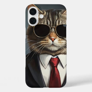 Cool Cat Businessman Sonnenbrille Corporate Feline iPhone 16 Plus Hülle