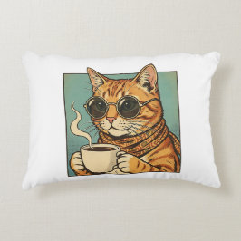 Cool Cat Coffee Retro Style Design for Cat Lovers Dekokissen