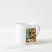 Cool Cat Coffee Retro Style Design for Cat Lovers Espressotasse (Vorderseite Rechts)