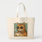 Cool Cat Coffee Retro Style Design for Cat Lovers Jumbo Stoffbeutel (Vorne)