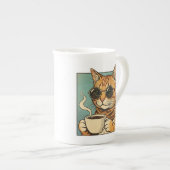 Cool Cat Coffee Retro Style Design for Cat Lovers Porzellantasse (Vorderseite Rechts)