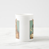 Cool Cat Coffee Retro Style Design for Cat Lovers Porzellantasse (Vorderseite)
