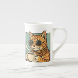 Cool Cat Coffee Retro Style Design for Cat Lovers Porzellantasse