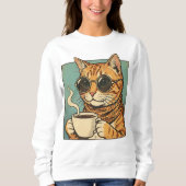 Cool Cat Coffee Retro Style Design for Cat Lovers Sweatshirt (Vorderseite)