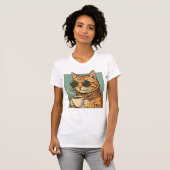 Cool Cat Coffee Retro Style Design for Cat Lovers T-Shirt (Vorne ganz)