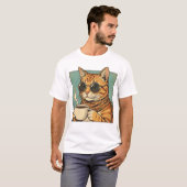 Cool Cat Coffee Retro Style Design for Cat Lovers T-Shirt (Vorne ganz)
