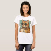 Cool Cat Coffee Retro Style Design for Cat Lovers T-Shirt (Vorne ganz)