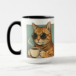 Cool Cat Coffee Retro Style Design for Cat Lovers Tasse