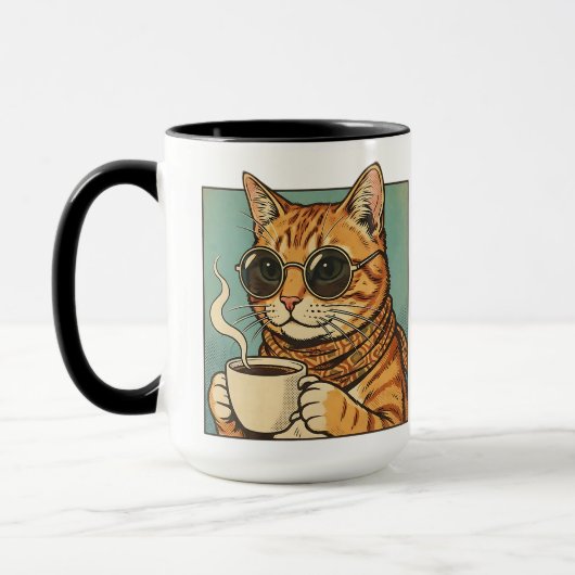 Cool Cat Coffee Retro Style Design for Cat Lovers Tasse (Links)
