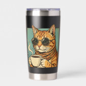 Cool Cat Coffee Retro Style Design for Cat Lovers Thermobecher (Vorderseite)
