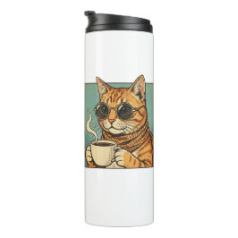 Cool Cat Coffee Retro Style Design for Cat Lovers Thermosbecher