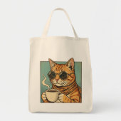 Cool Cat Coffee Retro Style Design for Cat Lovers Tragetasche (Vorne)