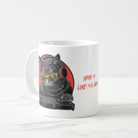 Cool Cat DJ Kaffeetasse (Vorderseite Links)