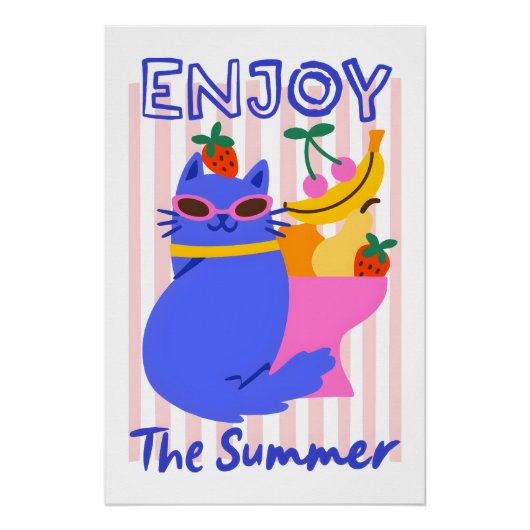 Cool Cat Enjoying the Summer Poster (Vorderseite)