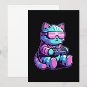 Cool Cat Gamer Einladung (Vorne/Hinten)