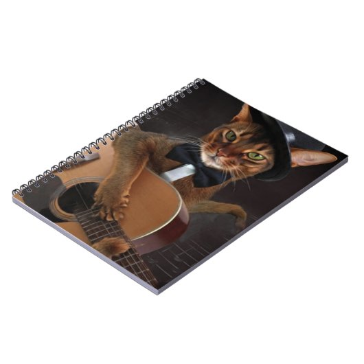 Cool Cat Guitarist – Minimal Elegant Design Notizblock (Linke Seite)