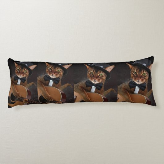 Cool Cat Guitarist – Minimal Elegant Design Seitenschläferkissen (Rückseite)