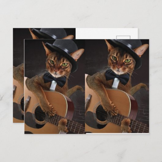 Cool Cat Guitarist Postkarte (Vorne/Hinten)