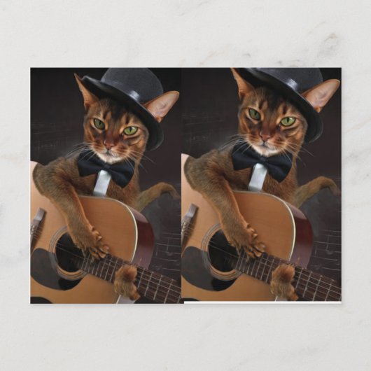 Cool Cat Guitarist Postkarte (Vorderseite)