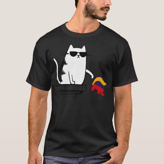 Cool Cat Harris Walz Knock Over Trump Elephant Hai T-Shirt (Vorderseite)