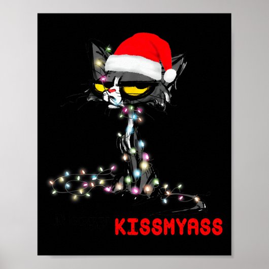 Cool Cat Hat Merry Kiss My Christmas  Poster (Vorne)