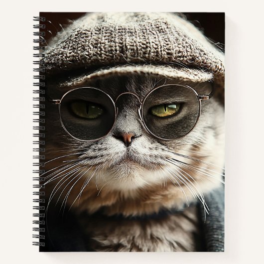 Cool Cat in Glasses Notebook Notizblock (Vorderseite)