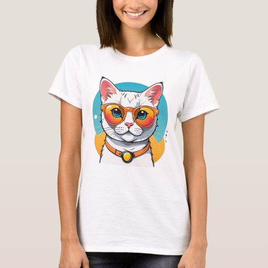 Cool Cat in Sunglasses  T-Shirt (Vorderseite)