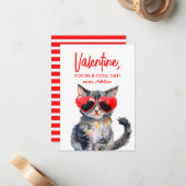 Cool Cat Kitten Kids Valentinstag Mitteilungskarte (Vorderseite/Rückseite Beispiel)