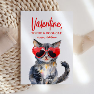 Cool Cat Kitten Kids Valentinstag Mitteilungskarte