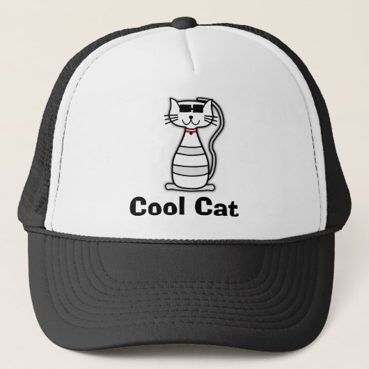 Cool Cat niedlich Cartoon Katze mit Sonnenbrille Truckerkappe (Vorderseite)