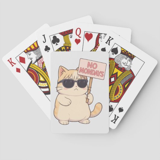 Cool Cat No Mondays Aesthetic Meme Spielkarten (Rückseite)