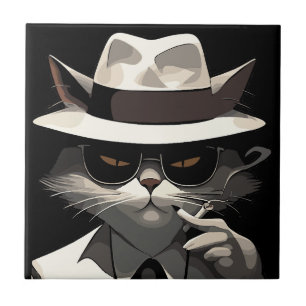 Cool Cat Noir: Eleganter und geheimnisvoller Kater Fliese