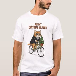Cool cat on a Bicycle – Funny Christmas Day Gift T-Shirt