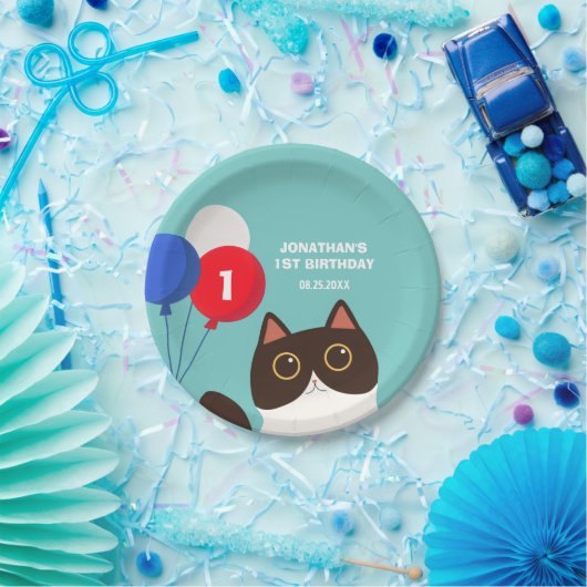 Cool Cat Party Ballon Kindergeburtstag Pappteller (Party)