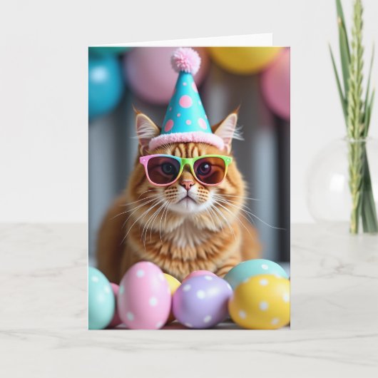 Cool Cat Party Time Card Karte (Vorderseite)