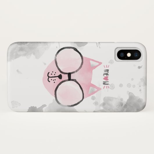 Cool Cat Pink Wasserfarbe Meow Case-Mate iPhone Hülle (Rückseite (Horizontal))