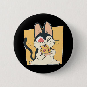 Cool Cat Pizza Lover Design Button