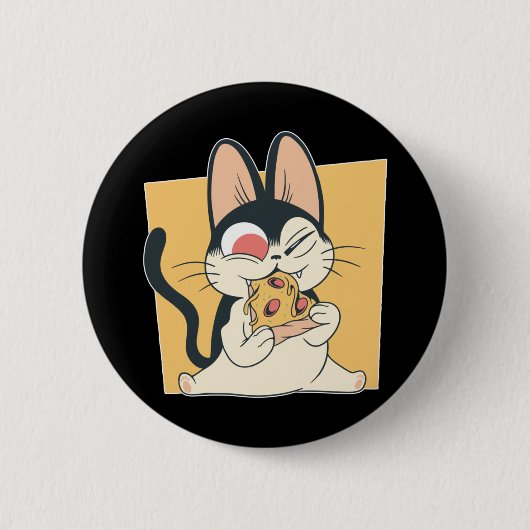 Cool Cat Pizza Lover Design Button (Vorderseite)
