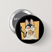 Cool Cat Pizza Lover Design Button (Vorne & Hinten)