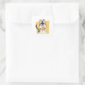 Cool Cat Pizza Lover Design Quadratischer Aufkleber (Tasche)