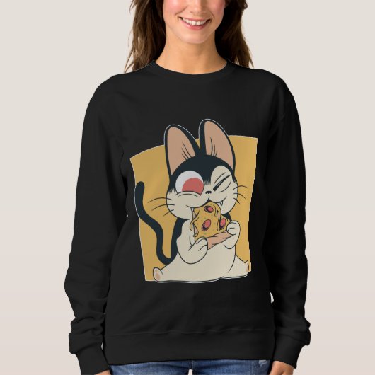 Cool Cat Pizza Lover Design Sweatshirt (Vorderseite)