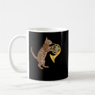 Cool Cat Playing French Horn Musician Orchestra Mu Kaffeetasse