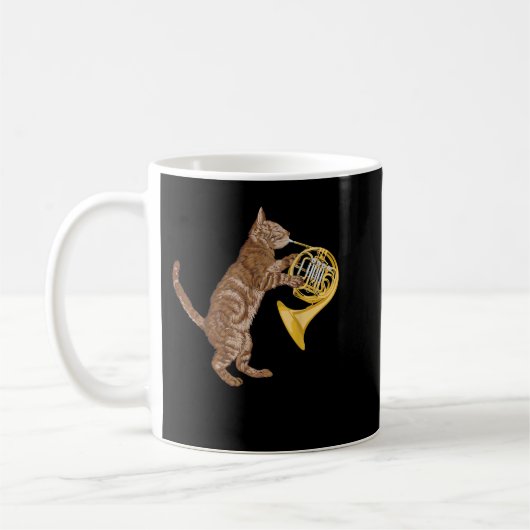 Cool Cat Playing French Horn Musician Orchestra Mu Kaffeetasse (Links)