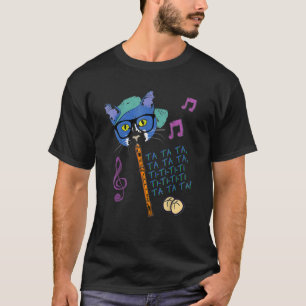 Cool Cat Playing Hot Cross Buns On Recorder Elem T-Shirt