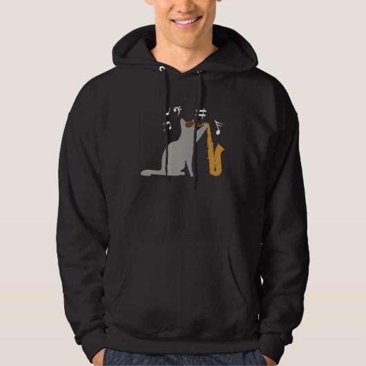 Cool cat plays a saxophone  saxophone hoodie (Vorderseite)
